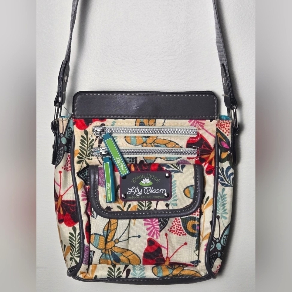 Lily Bloom Butterfly Crossbody Purse Bag, Magnetic And Zipper Close